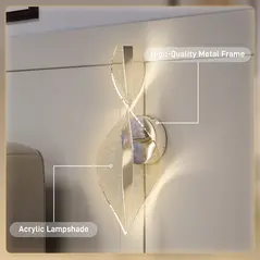 HOMCOM Led Wall Lamp 2 Pack, 13W Modern Indoor Spiral Wall Light, Colour Temperature Adjustable 3000K/4000K/6500K, for Bedroom, Living Room, Hallway, Stairs, Silver Tone - 5