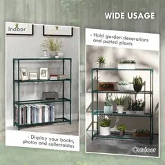 Outsunny Modern Plant Stand, 4-Tier Planter Holder with Steel Frame, Outdoor Flower Display Rack for Potted Plants Garden Balcony Decor, Dark Green - 5