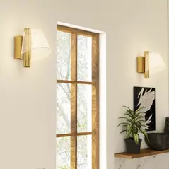 HOMCOM Led Wall Lamp 2 Pack, 5W Modern Indoor Starry Wall Light, Colour Temperature Adjustable 3000K/4000K/6500K, for Bedroom, Living Room, Hallway, Stairs, Gold Tone - 6