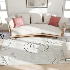 HOMCOM Modern Area Rug, Swirl Pattern Machine Washable Rug, Allergy-Friendly Floor Carpet for Living Room, Bedroom, Dining Room, Home Office, 230 x 160 cm, Cream White - 8
