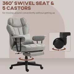 HOMCOM Executive Office Chair, Ergonomic Desk Chair with Foot Rest, Lumbar Support, Reclining Function and Wide Seat, Grey - 7