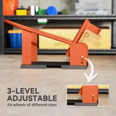 HOMCOM Motorcycle Wheel Chock, 816.5 kg Capacity Heavy Duty Steel Motorcycle Front Wheel Chock Holder with 3 Height Adjustable Holes, Fits 381-533.4 mm Wheels, Orange - 4