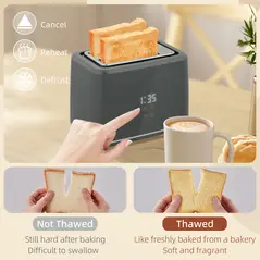 HOMCOM Digital Stainless Steel Kettle and Toaster Set, 1.5L 3000W Fast Boil Kettle, 2 Slice Toaster with 7 Level Browning Controls, Defrost, Reheat, Keep Warm, Crumb Tray and LED Touch Display, Grey - 4