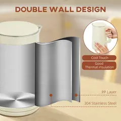 HOMCOM Digital Stainless Steel Kettle and Toaster Set, 1.5L 3000W Fast Boil Kettle, 2 Slice Toaster with 7 Level Browning Controls, Defrost, Reheat, Keep Warm, Crumb Tray and LED Touch Display, Beige - 6