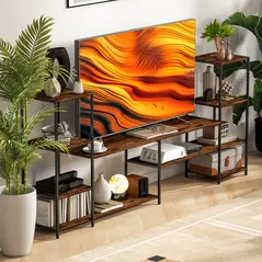 HOMCOM TV Unit for TVs up to 60 Inches, Industrial TV Stand with Storage Shelves, Entertainment Centre for Living Room, Bedroom - 6