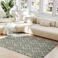 HOMCOM UV Resistant Indoor & Outdoor Area Rug, Easy-Cleaning Machine Washable Rug with Geometric Pattern for Patio, Garden, Kitchen, Bathroom or Living Room, 170 x 120 cm, Grey - 7