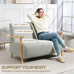 HOMCOM Small Sherpa Fabric 2 Seater Sofa Settee - Light Grey - 4