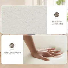 HOMCOM 360 Degree Swivel Accent Chair, Teddy Fleece Fabric Armchair, Upholstered Tufted Vanity Chair with Steel Legs for Living Room, Bedroom, Home Office, White - 3