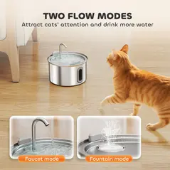 PawHut 2.5L Stainless Steel Cat Water Fountain for Drinking with Ultra-Silent Pump, Water-Level Window, 7 Filters - 4