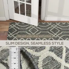 HOMCOM UV Resistant Indoor & Outdoor Area Rug, Easy-Cleaning Machine Washable Rug with Geometric Pattern for Patio, Garden, Kitchen, Bathroom or Living Room, 170 x 120 cm, Grey - 6