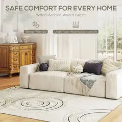 HOMCOM Modern Area Rug, Swirl Pattern Machine Washable Rug, Allergy-Friendly Floor Carpet for Living Room, Bedroom, Dining Room, Home Office, 230 x 160 cm, Cream White - 3