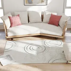 HOMCOM Modern Area Rug, Swirl Pattern Machine Washable Rug, Allergy-Friendly Floor Carpet for Living Room, Bedroom, Dining Room, Home Office, 170 x 120 cm, Cream White - 8