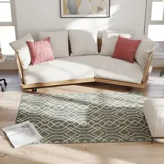 HOMCOM UV Resistant Indoor & Outdoor Area Rug, Easy-Cleaning Machine Washable Rug with Geometric Pattern for Patio, Garden, Kitchen, Bathroom or Living Room, 170 x 120 cm, Grey - 8