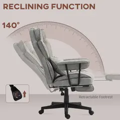 HOMCOM Executive Office Chair, Ergonomic Desk Chair with Foot Rest, Lumbar Support, Reclining Function and Wide Seat, Grey - 5