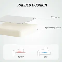 HOMCOM PU Leather Armless Office Chair, Modern Vanity Computer Swivel Chair with Rolling Wheels and Adjustable Height for Home Study, Bedroom, White - 3