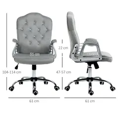 Vinsetto Velvet-Feel Work Chair, with Diamante Back - Grey - 2