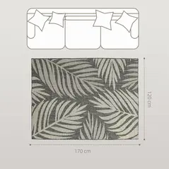 HOMCOM UV Resistant Indoor & Outdoor Area Rug, Easy-Cleaning Machine Washable Rug for Patio, Garden, Kitchen, Bathroom or Living Room, 170 x 120 cm, Grey - 2