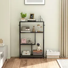 HOMCOM 4-Tier Bookshelf with Open Shelves - Charcoal Grey - 7