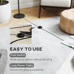 HOMCOM Floor Lamp for Living Room, 3D Printed Modern Standing Lamp with Flowing Curved Shade, 3 Colour Temperature & Foot Switch, Minimalist Tall Pole Lampshade for Bedroom, Office, White - 5