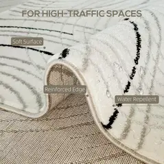 HOMCOM Modern Area Rug, Swirl Pattern Machine Washable Rug, Allergy-Friendly Floor Carpet for Living Room, Bedroom, Dining Room, Home Office, 170 x 120 cm, Cream White - 4