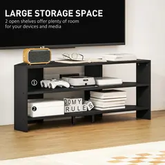 HOMCOM Corner TV Stand with 2 Open Shelves for 47 Inch TV - Black - 4