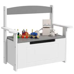 AIYAPLAY 2-in-1 Toy Box for Kids with Lid for Bedroom, Nursery, Playroom, Grey - 1