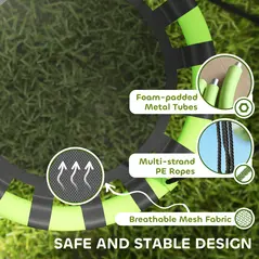 AIYAPLAY 60cm Diameter Kid Nest Swing Seat with Height Adjustable Ropes, for Outdoor, Indoor, Black/Green - 4