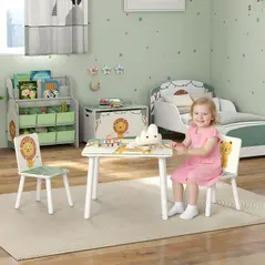 AIYAPLAY 3-Piece Toddler Table and Chair Set, Kids Table with 2 Chairs Set for Bedroom, Nursery, Playroom, Green - 2