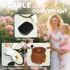 AIYAPLAY 2-In-1 Toddler Trike for 2-5 Years Old, 3 Wheel Bike with Adjustable Parent Handle, Basket for Boys and Girls, White - 6