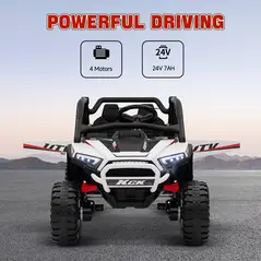 AIYAPLAY 2 Seater 24V 7AH Ride on Truck, Battery Powered Electric Ride On Car w/ Remote, Suspension, 3 Speeds, White - 6