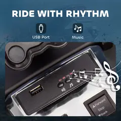 AIYAPLAY 12V Kids Electric Ride On Car with 3 Wheeler, MP3 Player, Horn, 2 Speeds, LED Lights for Boys & Girls Ages 3-8, Black - 8