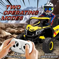 AIYAPLAY 12V Kids Ride On Car with Remote Control, Kids Electric Car with Suspension System, Music, for Kids 3-5 Years, Yellow - 4