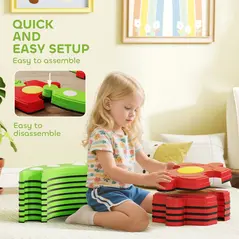 AIYAPLAY 13 PCS Kids Balance Beam Stepping Stones Set with Non-slip Textured Surface, Outdoor Indoor for Toddlers, Green - 8