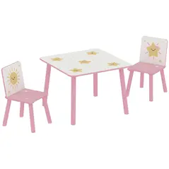 AIYAPLAY 3-Piece Toddler Table and Chair Set, Kids Table with 2 Chairs Set for Bedroom, Nursery, Playroom, Pink - 1
