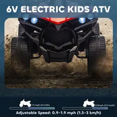 AIYAPLAY 6V Kids ATV, 4 Wheeler Electric Ride on Car with Music and LED Headlights, for Ages 3-6 Years Boys and Girls, Red - 4