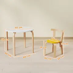 AIYAPLAY 5 Piece Kids Table and Chairs Set, Wooden Toddler Table and Chairs Set for Nursery, Playroom, Classroom, for 3-8 Years - 3