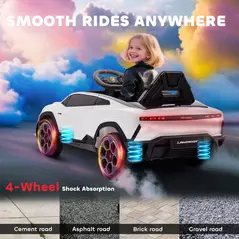 AIYAPLAY 12V Licensed Lamborghini Electric Cars for Kids, Ride On Car with Remote Control for 3-6 Years Old, White - 9