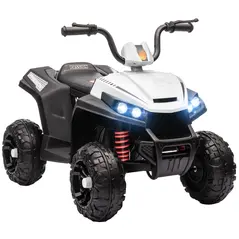 AIYAPLAY 12V Kids Electric Quad Bike w/ Spring Suspension System, Forward, Backward, LED Light, Music, MP3, White - 1
