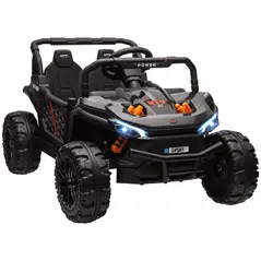AIYAPLAY 12V Battery Powered Ride on Truck w/ Remote, Four Suspension Wheels, Horn, Lights, Music, USB, for Ages 3-5 Years, Black - 1