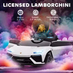 AIYAPLAY 12V Licensed Lamborghini Electric Cars for Kids, Ride On Car with Remote Control for 3-6 Years Old, White - 4