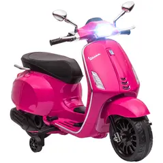 AIYAPLAY 12V Vespa Licensed Kids Electric Motorbike w/ Music, Headlights, FM Radio, for 3-6 Years - Pink - 1