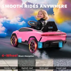 AIYAPLAY 12V Licensed Lamborghini Electric Cars for Kids, Ride On Car with Remote Control for 3-6 Years Old, Pink - 9