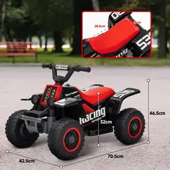 AIYAPLAY 6V Electric Quad Bike for Kids, Ride On ATV w/ Forward/Reverse, Headlights, for Ages 18-36 Months, Black - 3