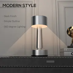 2 Pack Cordless Table Lamp, Touch LED Desk Lamp with Rechargeable Battery, 3 Colour, for Bedroom Living Room, Silver - 6