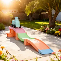 AIYAPLAY 3(m) Four-Piece Ride on Kids Roller Coaster w/ Non-Slip Steps, for Ages 2-5 Years - Orange - 9