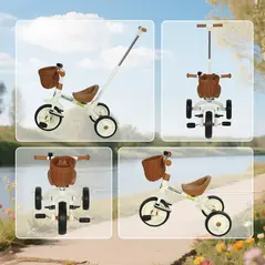 AIYAPLAY 2-In-1 Toddler Trike for 2-5 Years Old, 3 Wheel Bike with Adjustable Parent Handle, Basket for Boys and Girls, White - 8