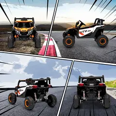 AIYAPLAY 12V Kids Ride On Car with Remote Control, Kids Electric Car with Suspension System, Music, for Ages 3-5 Years, Orange - 9