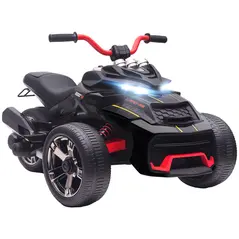 AIYAPLAY 12V Kids Electric Ride On Car with 3 Wheeler, MP3 Player, Horn, 2 Speeds, LED Lights for Boys & Girls Ages 3-8, Black - 1
