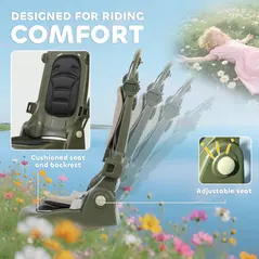 AIYAPLAY 5 in 1 Kids Trike with Adjustable Backrest, Toddler Tricycle with Push Handlebar, Adjustable Backrest, Dark Green - 7