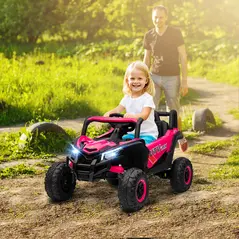 AIYAPLAY 12V Kids Ride On Car with Remote Control, Kids Electric Car with Suspension System, Music, for Kids 3-5 Years, Pink - 2